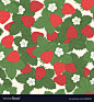 Seamless pattern with strawberries