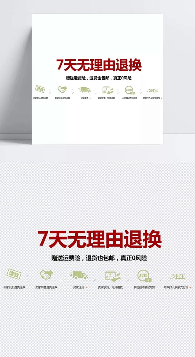 七天无理由退换货艺术字|红色,赠运费险,标签元素-花瓣网