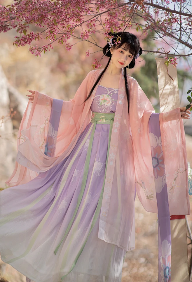 花神记—桃花神—原创汉服女齐腰襦裙印花大袖衫春夏吊带宋制汉服-淘宝网-花瓣网