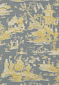 T75470 : CHENG TOILE, Yellow and Grey, T75470, Collection Dynasty from Thibaut