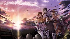 猫美少女，幻想，日落，墓地，动漫壁纸