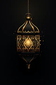 传统中国风尊贵金色雕花灯笼元素插画