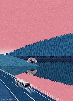 风格清新、淡雅，意境清澈、高远的插画。来自Ryo Takemasa ​​​​