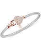 Diamond Heart Lock & Key Braided Mesh Bangle Bracelet (1/4 ct. t.w.) in Sterling Silver & 14k Rose Gold-Plate - Rose