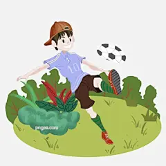 踢球健身的小男孩图片大小2500x2500px 图片尺寸1.39 MB 来自PNG搜索网 pngss.com 免费免扣png素材下载！白色的足球#卡通人物#卡通手绘#绿色的草地#踢球的小男孩#运动健身插画#