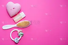 婴儿,留白,粉色背景,个人随身用品,平铺,spa美容,可爱的,女儿,请柬,贺卡