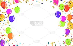 生日问候，气球各种颜色，背景卡模板光泽氦矢量插图EPS10