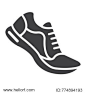 Running shoes glyph icon, fitness and sport, gym sign vector graphics, a solid pattern on a white background, eps 10.