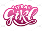 Vector illustration of It's a Girl text for clothe