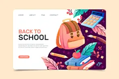 黄背包扁平风插画网页设计矢量素材