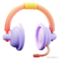 服务客户耳机接线员呼叫3D图标 service customer headset operator call icon