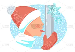 舌头,铁,绘画插图,矢量,白色背景,金属,杆,讽刺漫画,冻结的,蓝色