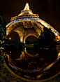 La tour Efel | Eiffel tower, reflection, Paris, night, lights