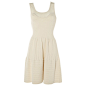 Mini dress SANDRO Beige : Skater dress in beige knit, sleeveless, round neckline. Composition: 88% cotton, 10% polyamide, 2% elasthane. Chest width 34.