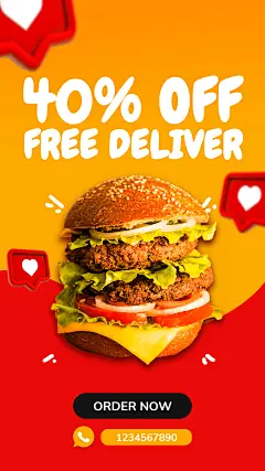 Creative Style Black Friday Burger Promotion Ecommerce Story