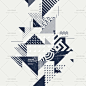 528号创新时尚色块拼贴图形平面设计元素H5海报矢量AI文件素材-淘宝网