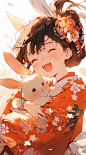 mrjoe0615_a_girl_in_kimono_and_bunny_holding_her_baby_rabbit_in_d8c88a20-4de3-4439-a2ee-d64feb4c4e6b