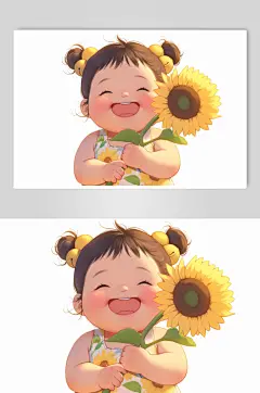 AI数字艺术夏季夏天向日葵人物插画-众图网