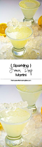 This Sparkling Lemon Drop Martini is much more than a shake and a stir! Fresh lemon juice, vodka and topped with sparkling water make this drink tart, sweet and easy to drink!