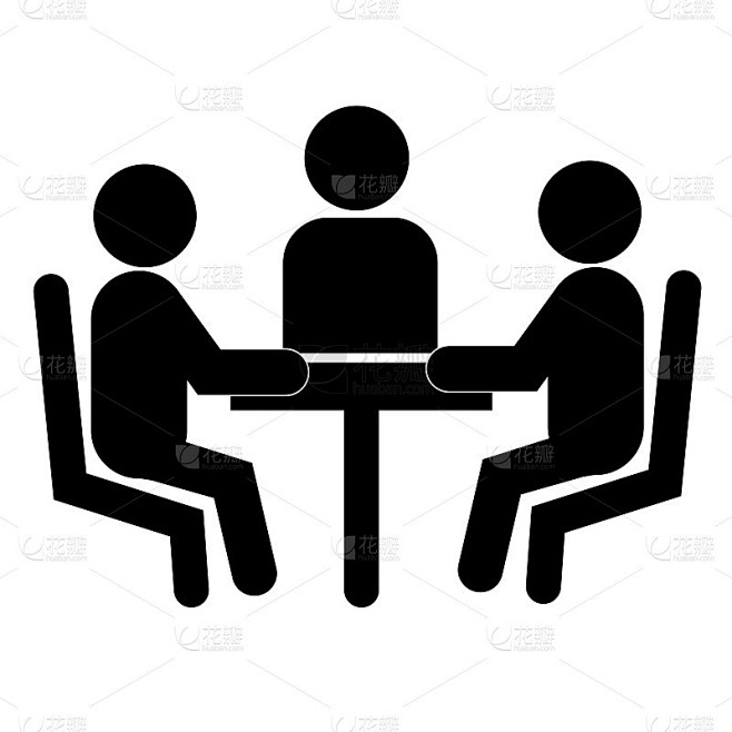 白色背景上的会议图标。商务谈判的迹象。商人的象征。平的风格。图片_商务图片素材-花瓣网