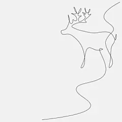 一笔画 | 图源免费EPS文件 |带有鹿的圣诞节背景，矢量插图