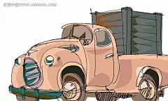 手绘卡通汽车矢量素材插画|绘画|货车|货运汽车|交通工具|卡通|科技图片|汽车|矢量素材|手绘|线条