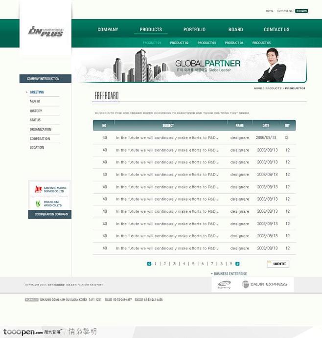 网页模板-绿色简约商务主题网站列表页面