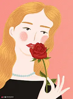 优雅美女单只玫瑰情人礼物情人插画人物插画素材下载-优图网-UPPSD