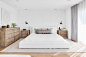 Large beach style master medium tone wood floor and brown floor bedroom photo in Orange County with white walls and no fireplace