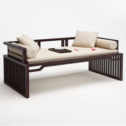 新中式罗汉床禅意现代中式实木沙发双人床榻...