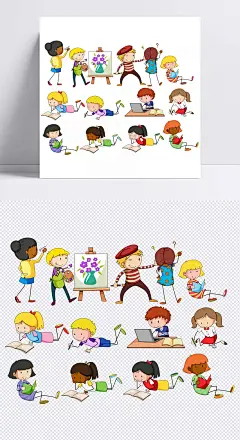 做不同事的学生小孩免抠png透明图层素材|PS海报素材,儿童节,儿童人物,儿童玩耍,卡通人物,卡通小孩子,可爱儿童,可爱小孩子,男孩,矢量图,图片,玩耍,玩耍卡通