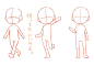 #SAI资源库#日式动漫 不同头身的Q版画法，记住身体的不同部位进行变形，萌萌的Q版就画出来啦~自己收藏，转需~（作者：ゆっちゃ@ついった id=32873252）