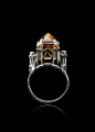 Cathedral Ring with citrine and diamonds