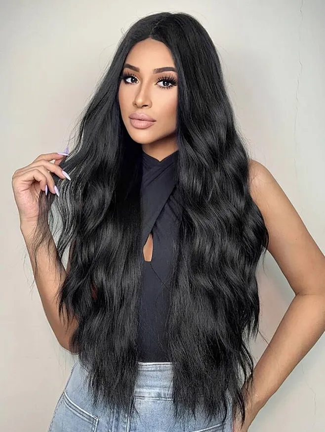 Extra Long Curly Synthetic Wig-花瓣网