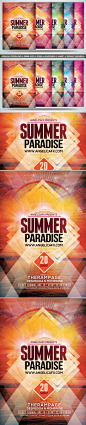 Summer Paradise Flyer Template 夏日旅游海报模板素材源文件-淘宝网