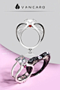 Heart Shaped Two Tone Enhancer Ring Set With Angel Wing Motif