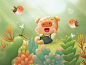 pig plant succulents flower character cartoon