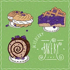 18号手绘插画甜品蛋糕华夫饼派寿司咖啡烹饪面包烘焙矢量设计素材-淘宝网