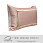 黛臻软装 北欧现代中式腰枕样板房抱枕沙发靠垫 粉色镶金条长枕-淘宝网