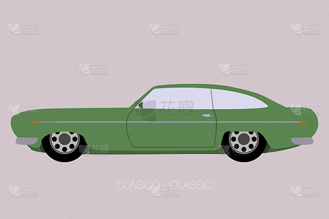 矢量经典车，插图，平面