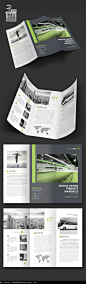 灰绿创意商务折页PSD素材下载_折页设计图片