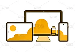 跨平台矢量图标插图。交叉铂重整装置。智能平板电脑，智能手机，手表，桌面单背景的屏幕。
