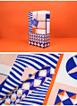 PaperPlay 橙蓝撞色 时尚图形拼接创意前卫DIY礼物包装纸包书纸-淘宝网