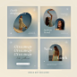 Gradient fashion instagram post banners set