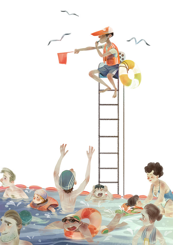 #插画# #治愈系#游泳（左近的奇妙世界...