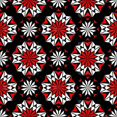 黑红白花无缝图案。壁纸背景