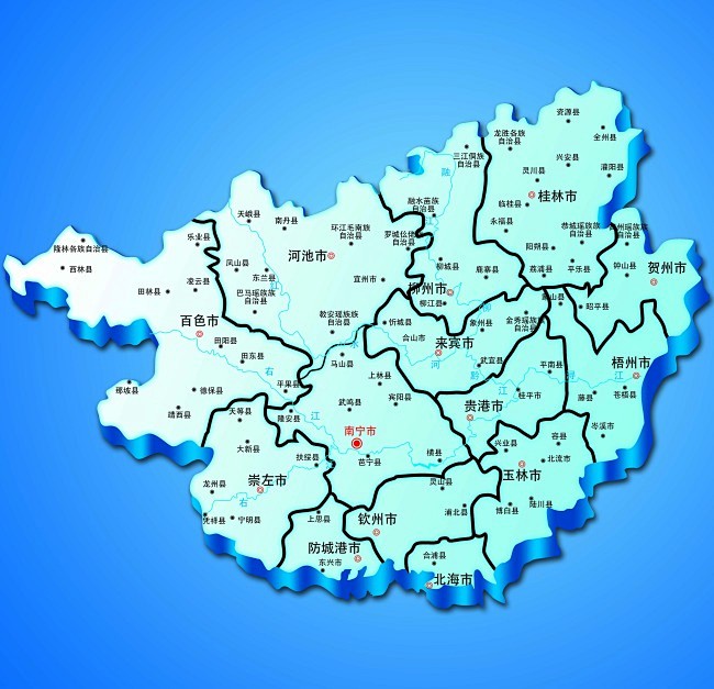 广西地图可拆图层做的非常细致