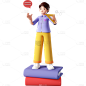 软3D教师人物贴纸老师和书本创意组合贴纸