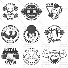 140健身房教练器械运动logo标志水印头像AI矢量源文件设计素材-淘宝网