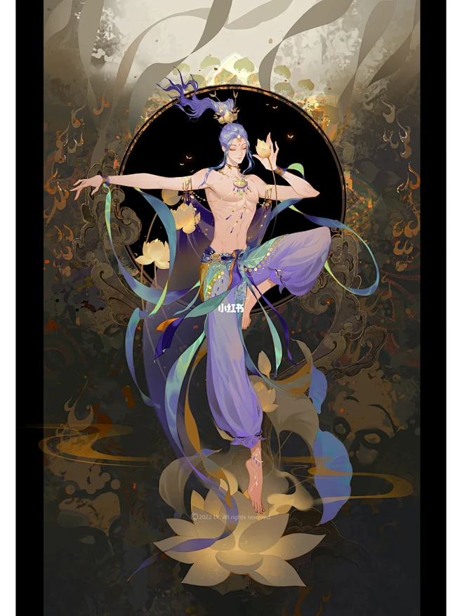 敦煌男子飞天插画-花瓣网